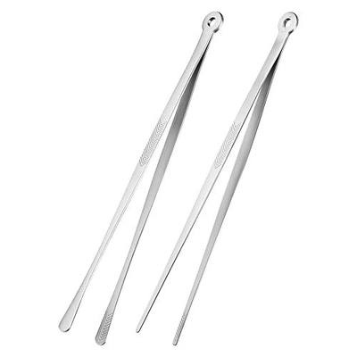 Kirecoo 2PCS 12" Stainless Steel Cooking Tongs with Serrated Tips | Precision Chef Tweezers, Non-slip Extra Long, Dishwasher Safe, For Grill Serving & Salad, Multipurpose Kitchen Utensil