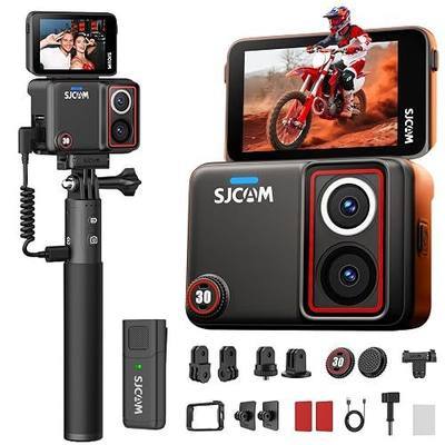 SJCAM SJ30 6K Action Camera with Wireless Microphone,8K/6K/5K/4K Image | 5M Body Waterproof 2.51” Flip Touch Screen,Low light,7H Battery Handle,SteadyMotion 2.0 Stabilization