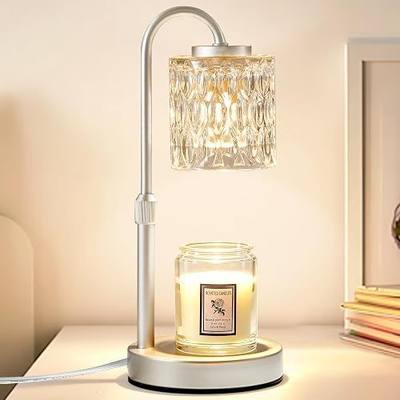 CASTLELIFE Dimmable Candle Warmer Lamp with Timer, Height Adjustable Candle Warmer for Jar Candles, Electric Wax Melt Warmer for Home Decor House Warming Gifts, Birthday Gifts for Women, Silver-Glass