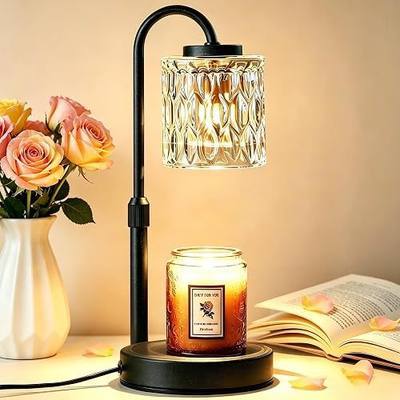 CASTLELIFE Dimmable Candle Warmer Lamp with Timer, Height Adjustable Candle Warmer for Jar Candles, Electric Wax Melt Warmer for Home Decor House Warming Gifts, Birthday Gifts for Women, Black Clear