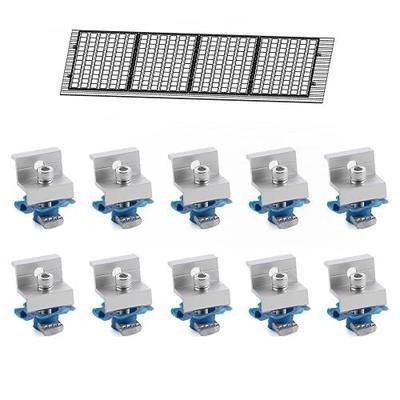 10pcs End Clamp for Unistrut Solar Panel Mount, 2-Hole for 30/35mm Panels | Anti-Corrosion Aluminum with Stainless Steel Bolts & Nuts for RV, Ground, Metal Roof, Tin Roof