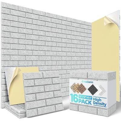 16 Pack Brick Acoustic Panels with Self-Adhesive, 12" X 12" X 0.4" Sound Proof Foam Panels for Walls, High Density Soundproof Wall Panels, Sound Dampening Panels for Home Studio Decor Office - Gray