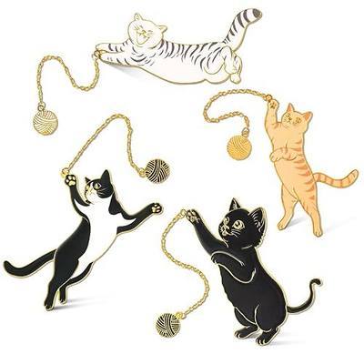 4 Pcs Cat Bookmark Set for Women, Cute Metal Bookmarks with Gold Chain and Round Charm, Book Marks for Reading Women, Book Marker, Bookmarks for Book Lovers