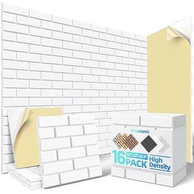 16 Pack Brick Acoustic Panels with Self-Adhesive, 12" X 12" X 0.4" Sound Proof Foam Panels for Walls, High Density Soundproof Wall Panels, Sound Dampening Panels for Home Studio Decor Office - White