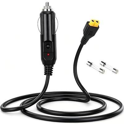12V/24V Car Charger Cable, for BLUETTI AC70, AC50B, EB55, Elite 200, 100 V2, Ecoflow,and other portable power stations. Features an XT60 connector; Solar Generator DC Power Adapter Cable (10 feet)