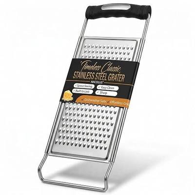 NACOLUS Classic Fine Cheese Grater & Zester,Stainless Steel Handheld | ultra-sharp,stainless cheese shredder&zester for cheese,citrus,ginger,garlic,flat design easy clean,slim for easy storage