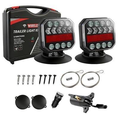 Wireless Trailer Lights, Adjustable Magnetic LED Tow Light with Side Lights, Rechargeable Tow Light Kit with Reverse for Trucks, Boats, RVs, Campers, IP67 Waterproof