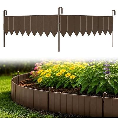 25 Panels Modular Metal Garden Edging 3.2in (H) x 33 ft (L)–Landscape Edging with 26 Stakes, Adjustable 0-270°for Curved Lawn & Flower Bed Borders, No Dig Metal Edging for Landscaping (Rust)