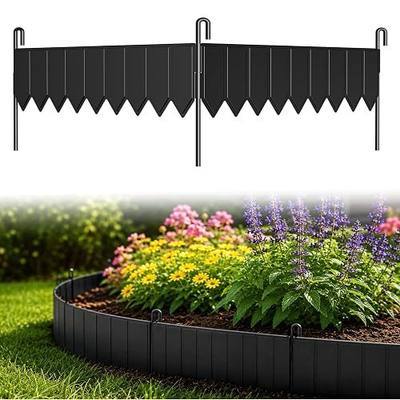 25 Panels Modular Metal Garden Edging 3.2in (H) x 33 ft (L)–Landscape Edging with 26 Stakes, Adjustable 0-270°for Curved Lawn & Flower Bed Borders, No Dig Metal Edging for Landscaping (Black)