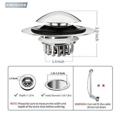 Bathtub Drain Stopper, Pop-Up Tub Stopper with Hair Catcher Filter Basket, Anti-Clogging Drain Plug, Universal 3-in-1 Replacement for 1.45"-1.8" Drains, Solid Copper