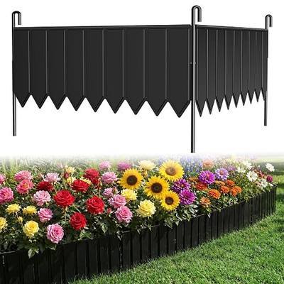 15 Panels Metal Landscape Edging, 6.2in (H) x 20 ft (L)–No Dig Garden Edging with 16 Stakes, Modular Adjustable 0-270°for Tree Rings & Yard Pathways, Anti-Rust Metal Garden Border(Black)