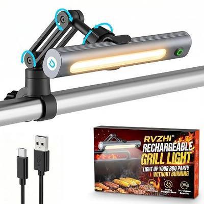 Grill Light BBQ Accessories Rechargeable: Bright 300lm LED Grill Light | Magnetic Base & 360° Handle Mounting, IPX5 Waterproof, USB-C Charge, Smoker Accessories, Grilling Gifts for Men Dad Husband