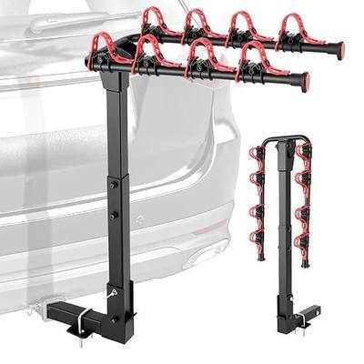 Bike Rack for Car, 240 LBS 4 Bike Rack Hitch Mount with 2'' Hitch Receiver | Tiltable & Foldable for Trunk Access, Bike Rack Hitch for SUV / Truck / RV, Ratchet Straps