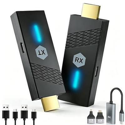 2026Upgraded Wireless HDMI Transmitter and Receiver, Premium Gold-Plated HDMI for Superior Conductivity, 328FT/100M Plug & Play, 4K Decode 1080P@60Hz, Stable Signal Transfer from Laptop/PC/Projector