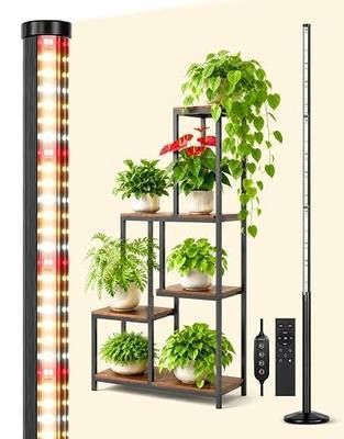 OUTON Standing Grow Lights for Indoor Plants, 36W Full Spectrum Plant Light | Vertical grow light with 210 LEDs, 6000K, 4/8/12H timer, remote control, adjustable 1.25-5.25 ft for indoor plant growth