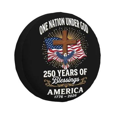 Spare Tire Cover for RV Trailer 250 Anniversary USA Flag Wheel Tire Cover Waterproof Sun Protection Universal Fit for SUV Truck Camper Travel 14 Inch