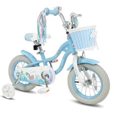 COSTWAY Mermaid Kids Bike, 12/14/16/18/20 Inch Toddler Children Bicycle | Removable Training Wheels, Streamers, Doll Storage Basket, Handbrake & Coaster Brake, Bike for 3+ Years Old Boys & Girls