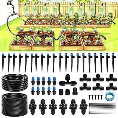 240FT Drip Irrigation System Kits, Quick-Connect Garden Watering System for Raised Bed, Potted Plants, Lawn, Greenhouse with 1/2 inch Hose 1/4 inch Tubing and Accessories