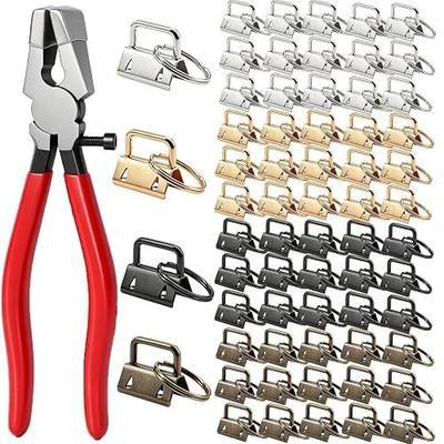 PUWANY 60 Sets Key Fob Hardware Kit, 1 Inch Keychain Hardware with Glass Running Pliers for Wristlet, Lanyard & Key Chain Making Supplies (4 Colors)