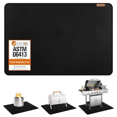 Grill Floor Mat 48 x 30 Inch, Heat-Resistant Waterproof Under Grill Protector for Deck, Patio, Grass, BBQ, Smoker, Fire Pit, Black
