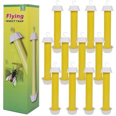 Fly Stick Sticky Fly Traps for Indoors Outdoor 12pk, Sticky Hanging Fly Stick, Flying Insect Trap, wasp Trap(Yellow 12PCS)