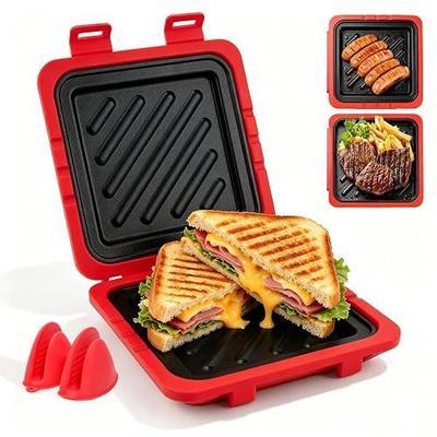 Microwave Sandwich Maker, Non-Stick Microwave Grill for Grilled Cheese | Enjoy crispy grilled cheese and sandwiches in minutes with a non-stick, detachable microwave maker for home, office, or dorm