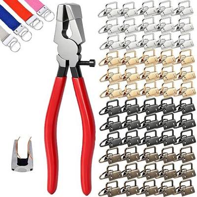 OFCOX 60 Sets Key Fob Hardware Kit with Glass Running Pliers, 1 Inch Keychain Hardware with Key Ring for Lanyard Wristlet Making Supplies, 4 Colors for DIY Craft Key Chains
