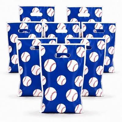 RCRAJE 50 Pack Baseball Goodie Bags, Baseball Gift Bags with Handles, Baseball Treat Candy Bags for Birthday Party, Team Snack Bags for Youth Baseball, Team Events, Game Day Sports Party Favors