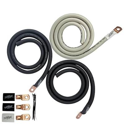 Sky High Car Audio 1/0 Gauge OFC Big 3 Upgrade Kit, Oxygen Free Copper Power Ground Wire Kit, Battery Cable & Alternator Wiring (White/Black)