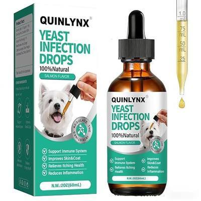 Dog Yeast Infection Treatment Drops – Treats Canine Ear & Paw Yeast Infections, Relieves Irritation, Inflammation & Allergies, Multivitamin Probiotic Supplement for Dogs
