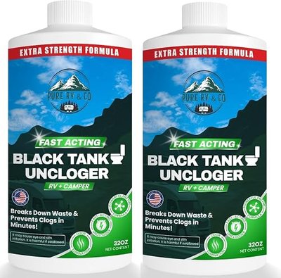 Black Tank Unclogger, Heavy Duty Septic Tank Treatment to Break Down Waste & Deodorize, Powerful Enzyme Formula for Fresher-Smelling RV Tanks & Campers, 32oz