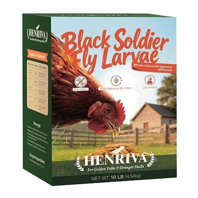 10LB Dried Black Soldier Fly Larvae for Chickens, 49% Protein BSFL Chicken Treats, 85X More Calcium Than Mealworms for Chickens, Non-GMO Chicken Feed for Laying Hens, Ducks & Wild Birds