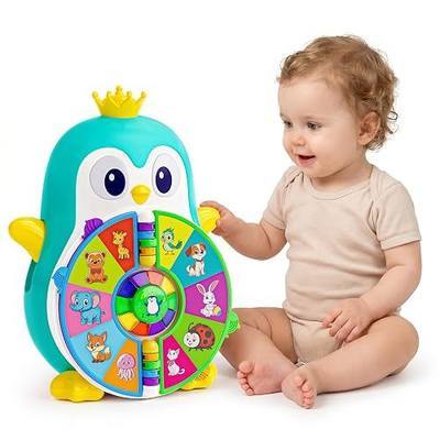 1 Year Old Boy Gifts, Interactive Musical Penguin Toy with Spinning Lights & Sounds,Spanish English Bilingual Talking Learning Toys with 5 Themes & 50 Words, First Birthday Gift for Toddlers 1-3