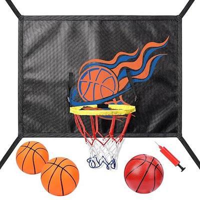 Trampoline Basketball Hoop Attachment, with 3 Basketballs and Pump & Hooks, Easy to Install, Universal Accessories Goal Game Fits 8 10 12 14 15 16 FT Trampoline Indoor Outdoor