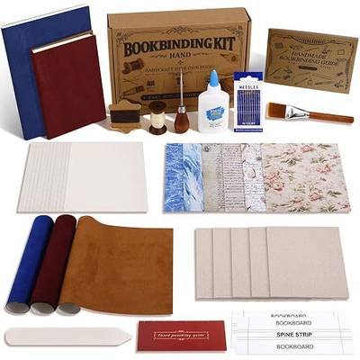 FOGWOWO 87 Pcs Book Binding Kits,Book Making Kit Tools with Video Tutorials | Book Binding Kit for Beginner,Bookbinding Kit,Book Binding Material with Book Cloth Manual,Bookbinding Supplies for DIY Craft