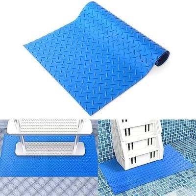 Aodaer Blue Swimming Pool Ladder Mat, 17 x 36 Inch Stair Mats Liner Protection Mats, 2.5 mm Protective Pool Ladder Pad Step Mat with Non-Slip Texture for Above Ground Pools Liner and Stairs, Wave