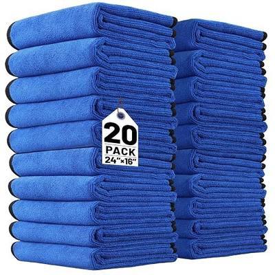 20 Pack Microfiber Towels for Cars, 24" x 16" Dual-Sided Car Drying Towel | 400 GSM Highly Absorbent, Lint-Free Microfiber Cleaning Cloths for Scratch-Free Drying, Detailing, Buffing, Polishing Cars