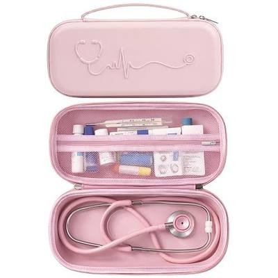 SMYV Stethoscope Case - Hard Shell Protective Carrying Bag for 3M Littmann Classic III/IV, MDF, ADC Stethoscopes, Medical Storage Organizer for Nurses, Doctors, Nursing Students - Pink