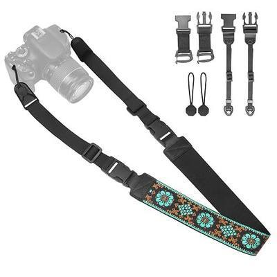 Adjustable Camera Neck Strap, Vintage Embroidered Shoulder & Crossbody Camera Strap with 4 Connection Ways, Anti-Slip Camera Strap for DSLR, Mirrorless & Camcorder, Travel & Outdoor Photography Gear