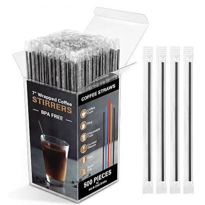 500 Individually Wrapped Coffee Stirrers, Disposable Plastic Coffee Straws | Made of food-grade polypropylene (PP), BPA-free with thick walls that resist cracking for safe sipping. parties and events.
