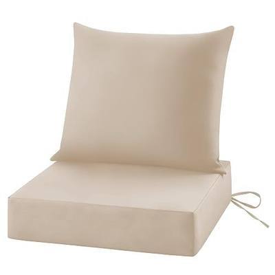 Patio Cushions for Outdoor Furniture, 24x24 Outdoor Couch Cushions, Waterproof & Fade-Resistant Patio Chair Cushions with Removable Cover, Replacement Outdoor Deep Seat Cushion, Beige (Set of 1)