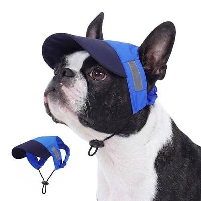 FUAMEY Dog Sun Hat, Summer Beach Dog Baseball Cap Visor with Ear Holes | Dog Hats for Large Dogs Beach Summer Hat UV Protection Sunhats Lightweight Puppy Sunbonnet Adjustable Pet Sun Hats Blue L