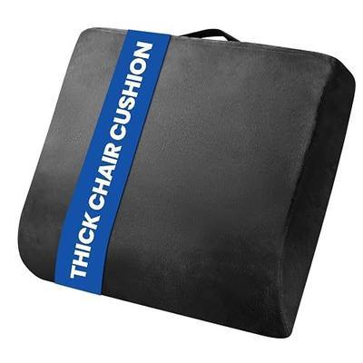Chair Cushion, 5" Thick Adult Booster Seat with Dual-Layer Foam | Firm Seat Cushion to Raise Height with Plush Cover, Non-Slip Bottom and Carry Handle for Office Chairs, Wheelchairs and Desks
