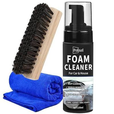 Car Interior Foam Cleaner - Powerful Waterless Carpet Upholstery & Seat Stain Remover for Leather, Fabric, Vinyl - Adhesive Remover Spray with Brush Safe for All Cars - 5oz / 150ml