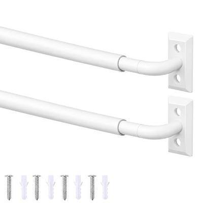HOTOZON French Door Curtain Rod 2 Pack 16 to 30 Inch, 3/8" Diameter, White | Wrap Around Adjustable Telescoping Cafe Curtain Rod for Door Window 12 to 28 Inches, Sash Curtain Rods for Home Decoration