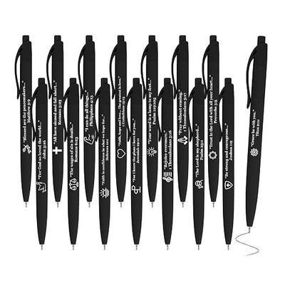15 Pcs Bible Verse Pens Christian Ballpoint Pen, Inspirational Bible Pens | Black Ink Pen with Religious Scripture Quotes & Symbols for Church Members, Bible Study Friends & Family(Black)