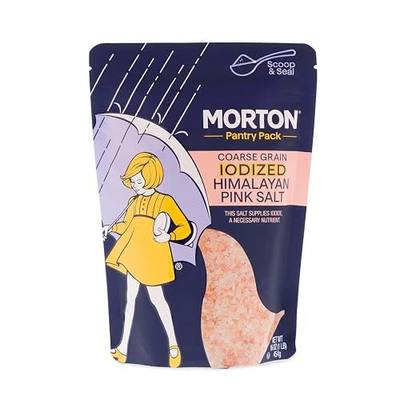 Morton Iodized Himalayan Pink Coarse Salt 1lb., Resealable Pouch | Iodized coarse Himalayan pink salt, salt refill for grinder, Himalayan pink salt coarse for home cooks