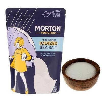 Morton Iodized Sea Salt Fine 1lb., Resealable Pouch