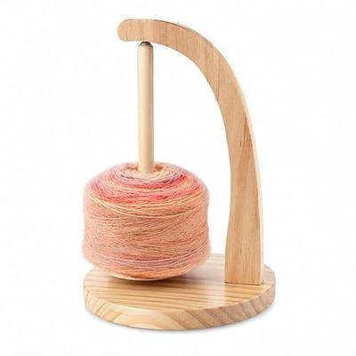 Dlzoiuc Upgraded 360° Rotating Yarn Holder, Pine Wooden Magnetic Yarn Spinner with Anti-Slip Wide Base, Portable Yarn Minder for Crocheting & Knitting