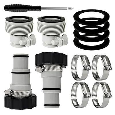 4 Pack Pool Hose Adapter for 1.5"&1.25" Hoses with Clamp and Washer | 2 Types Conversion Connector for Threaded Connection Pump Hoses,Above Ground Swimming Pool,Saltwater System